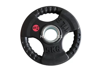 Black Gym Workout Accessories Fixed Rubber Weight Plate For Body Building