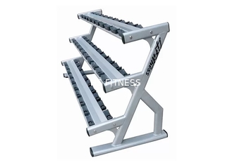 Steel Double Barbell Three Tier Dumbbell Rack For 15 Pairs