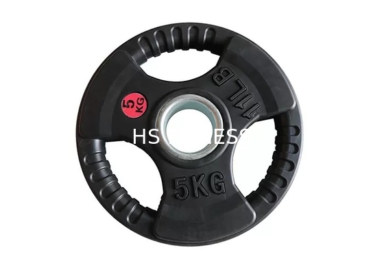 Black Gym Workout Accessories Fixed Rubber Weight Plate For Body Building