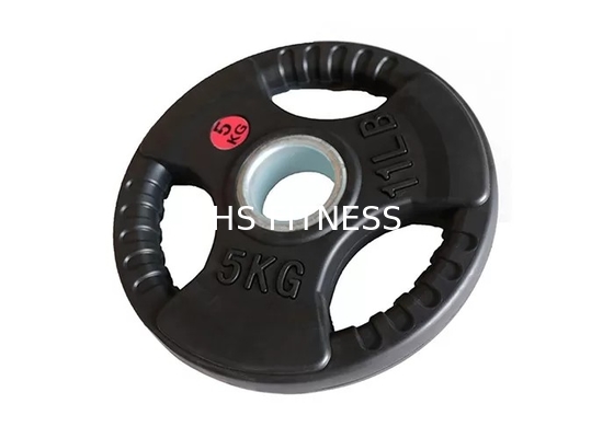 Black Gym Workout Accessories Fixed Rubber Weight Plate For Body Building