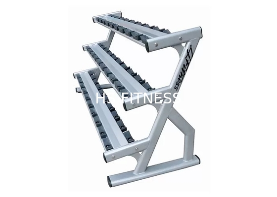 Steel Double Barbell Three Tier Dumbbell Rack For 15 Pairs